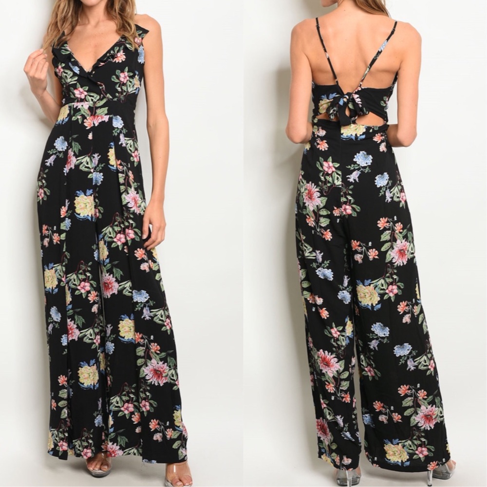 ☀️BLACK FLORAL JUMPSUIT - Picture 2 of 5